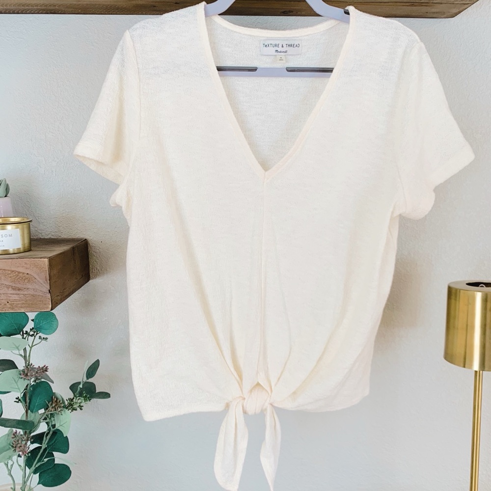 Made well Texture & Thread Tie Front T